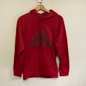 Men’s Adidas Red Hoodie Sweatshirt Classic Pullover, Size Medium